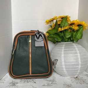 Valentina Dark Green with Tan Handmade Italian Backpack